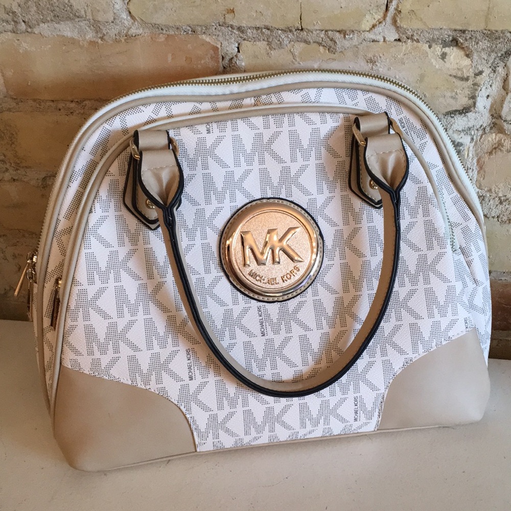 Michael Kors like new white cream large purse tote bag